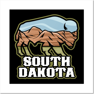 South Dakota Badlands Buffalo Posters and Art